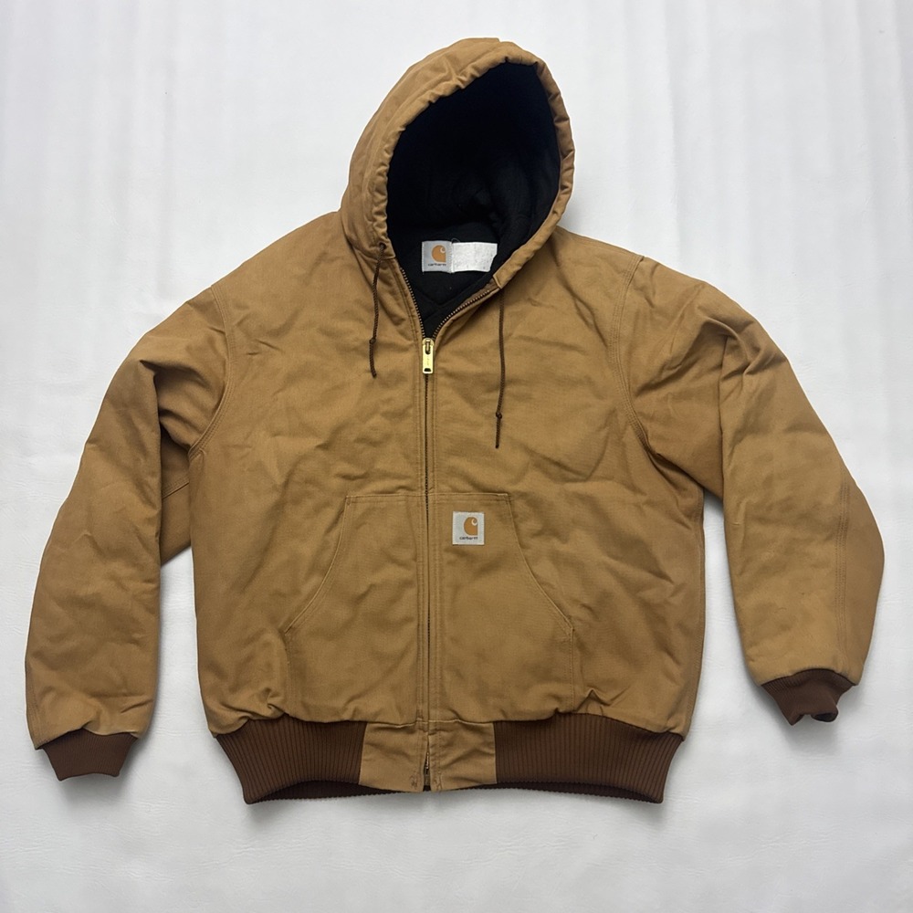 Vtg 90s Carhartt Jacket Mens XL Duck Canvas Hooded Lined Union Made‎ USA JQ1006